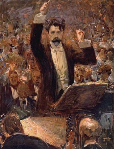 Arthur Nikisch Conducting a Concert at the Gewandhaus in Leipzig by Robert Sterl
